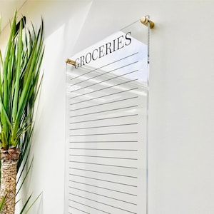 Acrylic Grocery List For Wall || family command center dry erase board clear acrylic calendar office decor gift 03-009-027