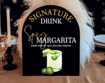 Signature Drinks Bar Arch Sign || custom acrylic wedding sign personalized bar drinks sign menu after party table sign decor 03-038-575