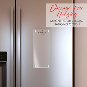 Acrylic Notes Board with MAGNETIC or VELCRO® Brand Fasteners || family dry-erase board list clear glass-look board damage free sign