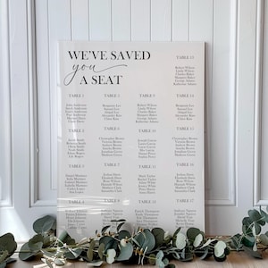 Acrylic Wedding Seating Chart Sign || Custom Wedding Sign Clear Black White Frosted Welcome Sign Chart Seat Alphabetical By Table 03-039-218