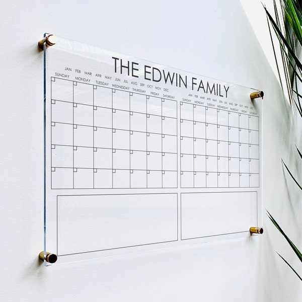 Personalized Acrylic Calendar For Wall ll  dry erase board lucite clear acrylic calendar  office decor housewarming 03-007-043