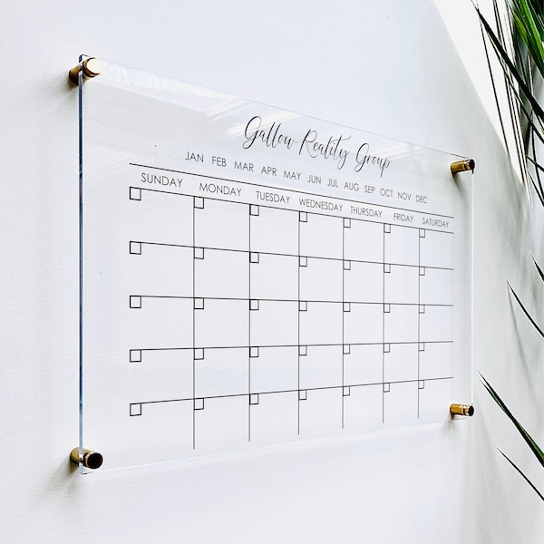 Personalized Acrylic Calendar For Wall ll  dry erase board weekly planner lucite clear acrylic calendar  office 03-007-014