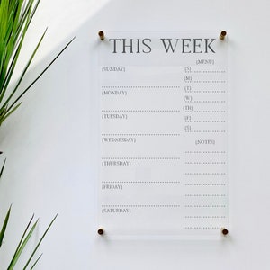 Acrylic Weekly Calendar Board For Wall || family command center dry erase board clear acrylic calendar office decor 03-009-062