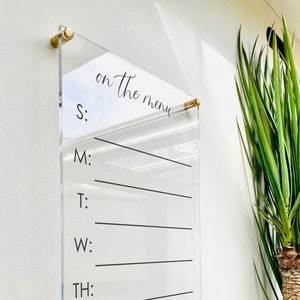 Acrylic Menu Board For Wall || dry erase board  clear acrylic calendar office decor housewarming gift 03-009-023