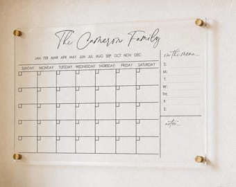 Custom Acrylic Wall Calendar || Family Dry Erase Monthly Planner 03-007-001
