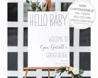 Custom Acrylic Gender Reveal Welcome Sign || Clear Black White Navy Custom Wedding Sign Personalized Gender Reveal Welcome Sign 03-039-206