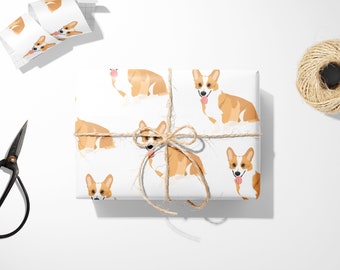 Corgi Gift Wrap || Wrapping Paper Unique Gift Idea Baby Shower Gift For Her Corgi Dog Print Wedding Gift Reusable Gift Wrap 03-016-031
