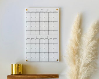 Acrylic Calendar For Wall 2 Month Design ll  dry erase board weekly planner lucite white acrylic calendar  office decor 03-007-017W