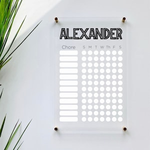 Personalized Chore Chart For Kids || custom chore chart children  dry erase board  clear acrylic homeschool girls boys 03-009-011