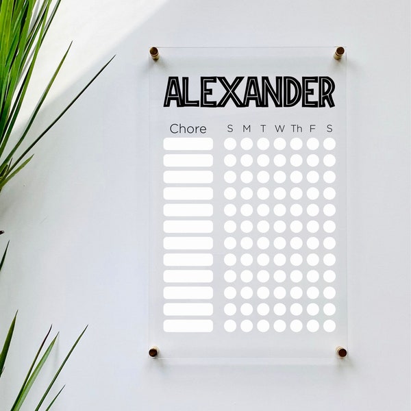 Personalized Chore Chart For Kids || custom chore chart children  dry erase board  clear acrylic homeschool girls boys 03-009-011