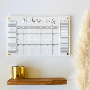 Acrylic Monthly Calendar For Wall || Custom Dry Erase Family Planner Large Huge Clear or White Calendar Personalized Whiteboard Office Decor