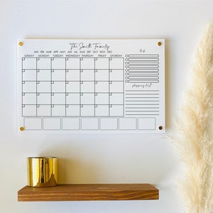 Personalized Acrylic Calendar For Wall ll  dry erase board lucite clear acrylic calendar  office decor housewarming 03-007-064W