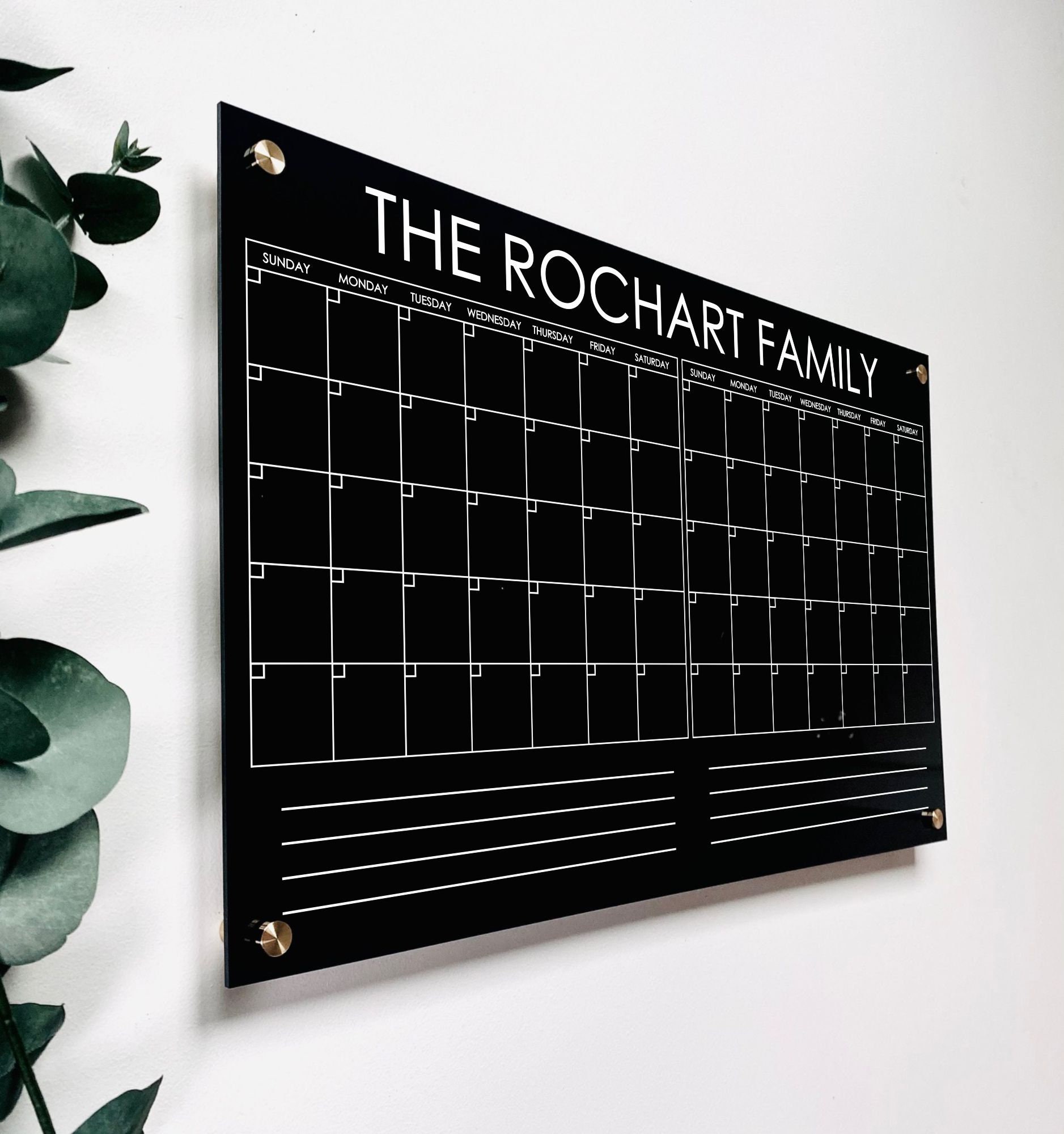 Personalized Black Acrylic Calendar For Wall office decor Etsy