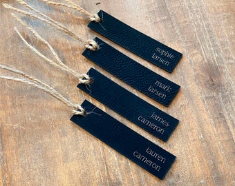 Vegan Leather Name Place Card || favor tags wedding leather napkin ring name tag place setting personalized custom wedding assigned seating