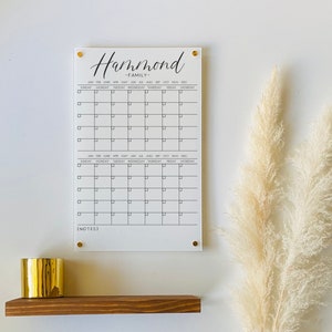 Acrylic 2 Month Calendar For Wall || Custom Dry Erase Family Planner Large Huge Clear or White Calendar Personalized Whiteboard Office Decor