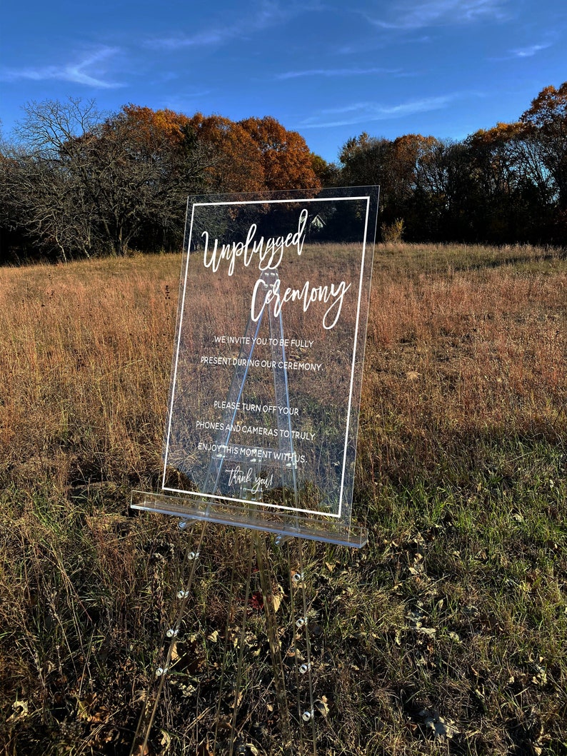 Unplugged Ceremony Acrylic Wedding Sign Welcome Wedding Sign Clear Wedding Signage Wedding Sign Plexi Glass FF13P 03-039-051