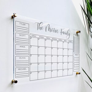 Personalized Acrylic Calendar For Wall ll  office decor dry erase whiteboard family 2022 wall calendar desk perpetual hanging 03-007-081