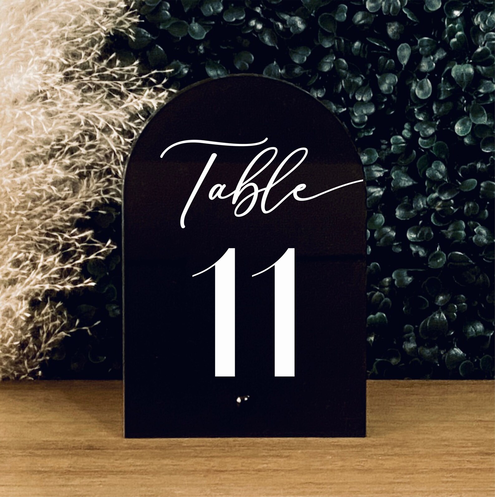 Black Acrylic Arch Wedding Table Numbers With Stand || Acrylic ...