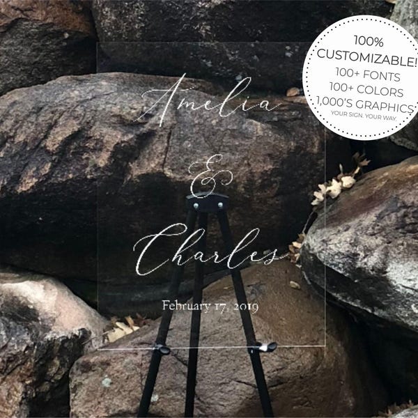 Custom Acrylic Wedding Welcome Sign || Clear Wedding Sign Custom Wedding Sign Plexi Glass  Welcome To Our Wedding Sign FF7P