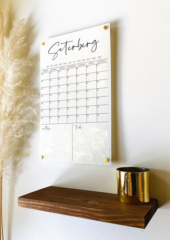 Personalized white acrylic calendar for wall, 7 week design dry erase board  floating planner white acrylic calendar office 03-007-009w - etsy