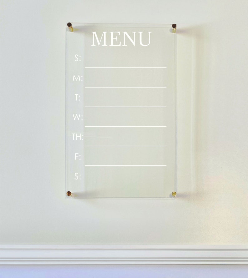 Acrylic Menu Board For Wall dry erase board clear acrylic Etsy
