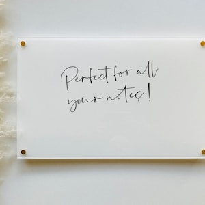 Blank White Acrylic Dry Erase Writing Board with Standoffs || Wall Calendar Goal Habit Grocery Office Floating Message Note Board To Do List