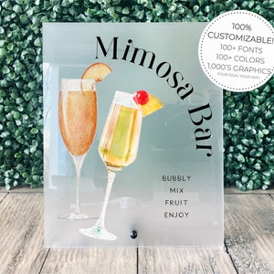 Custom Mimosa Bar Table Sign || Clear Acrylic Wedding Sign Bridal Shower Engagement Bubbly Bar Table Sign Champagne Mimosa Bar 03-038-485