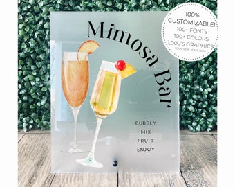 Custom Mimosa Bar Table Sign || Clear Acrylic Wedding Sign Bridal Shower Engagement Bubbly Bar Table Sign Champagne Mimosa Bar 03-038-485