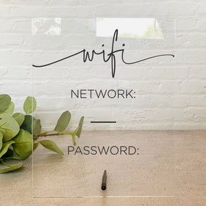 Acrylic Guest WiFi Password Board for Desktop || reusable guest wifi dry erase board notes pad clear home office 03-013-015