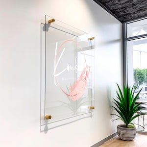 Custom Square Acrylic Business Logo Sign || custom logo sign for business outdoor use black frosted clear white acrylic glass look door sign