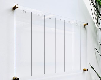 Acrylic Weekly Calendar For Wall || Custom Dry Erase Family Planner Large Huge Clear or White Calendar Personalized Whiteboard 03-009-064