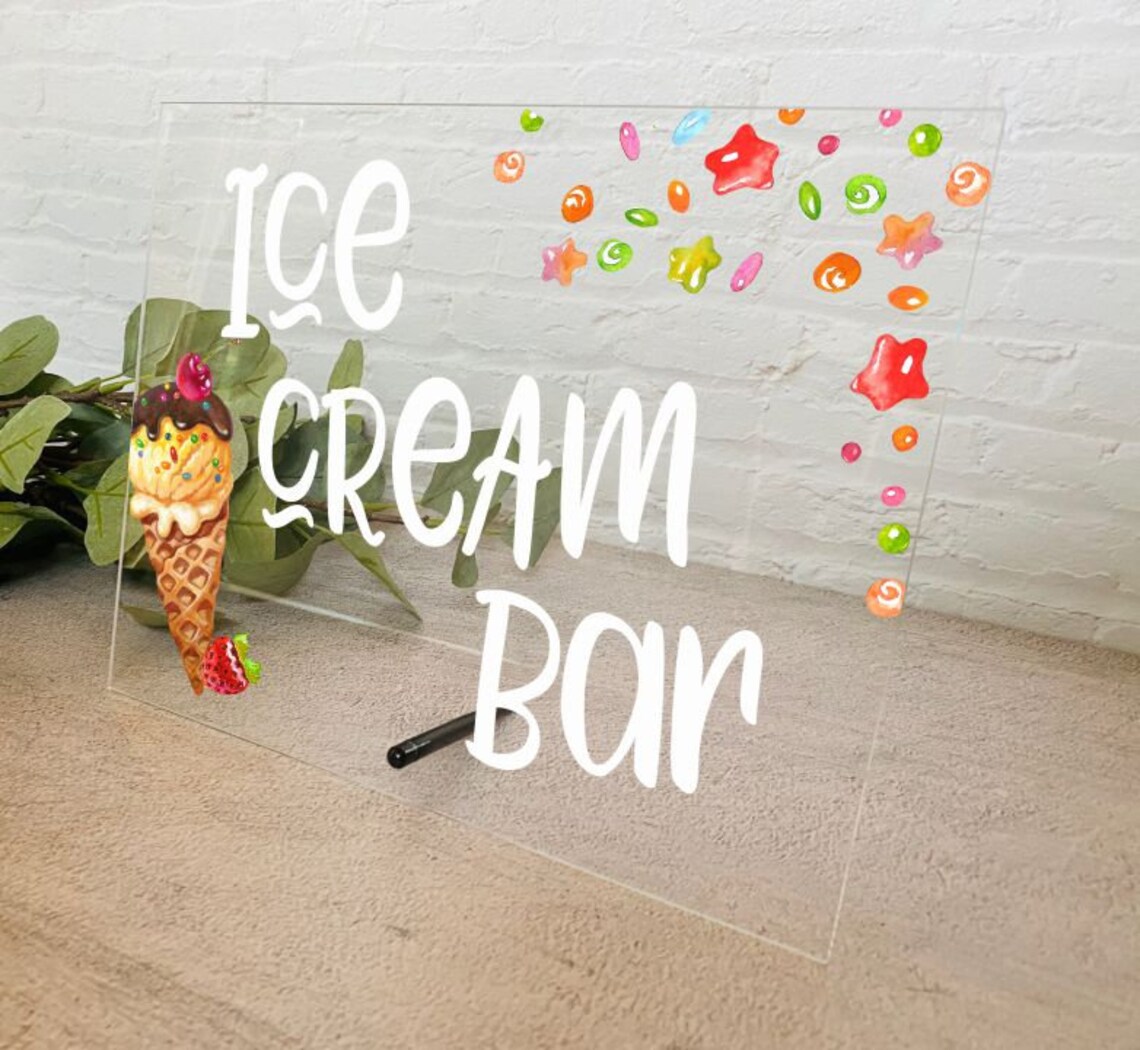 Ice Cream Bar Table Sign Ice Cream Kids Birthday Party Sign Etsy