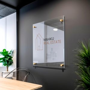 Custom Square Acrylic Business Logo Sign || custom logo sign for business outdoor use black frosted clear white acrylic glass look door sign bild 2