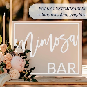 Mimosa Bar Sign || Acrylic Wedding Table Sign Decor Bubbly Bar Champagne Bridal Shower Decorations Baby Shower Brunch Bachelorette Mom-osa