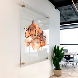 Custom Square Acrylic Business Logo Sign || custom logo sign for business outdoor use black frosted clear white acrylic glass look door sign bild 3