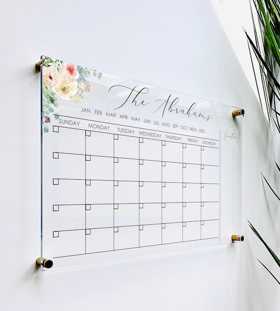 Personalized Acrylic Calendar for Wall Ll Dry Erase Board Clear