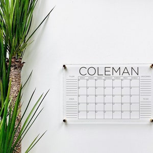 Acrylic Monthly Calendar For Wall || Custom Dry Erase Family Planner Large Huge Clear or White Calendar Personalized Whiteboard Office Decor