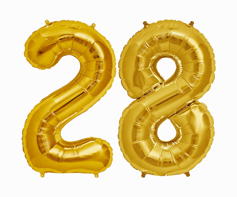 number 28 birthday balloons