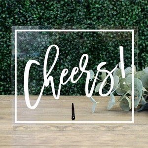 Cheers! Acrylic Bar Sign || Wedding Sign birthday bar menu table sign sweets bar sign bridal shower clear table sign decor FF13P 03-038-022