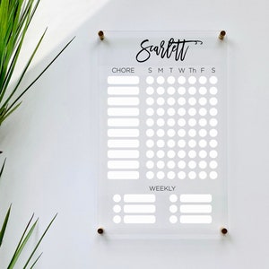 Personalized Chore Chart For Kids || custom chore chart children  dry erase board  clear acrylic homeschool girls boys 03-009-014
