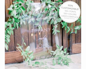 Custom Acrylic Wedding Welcome Sign || Clear Wedding Sign Custom Wedding Sign Plexi Glass  Welcome To Our Wedding Sign FF1P