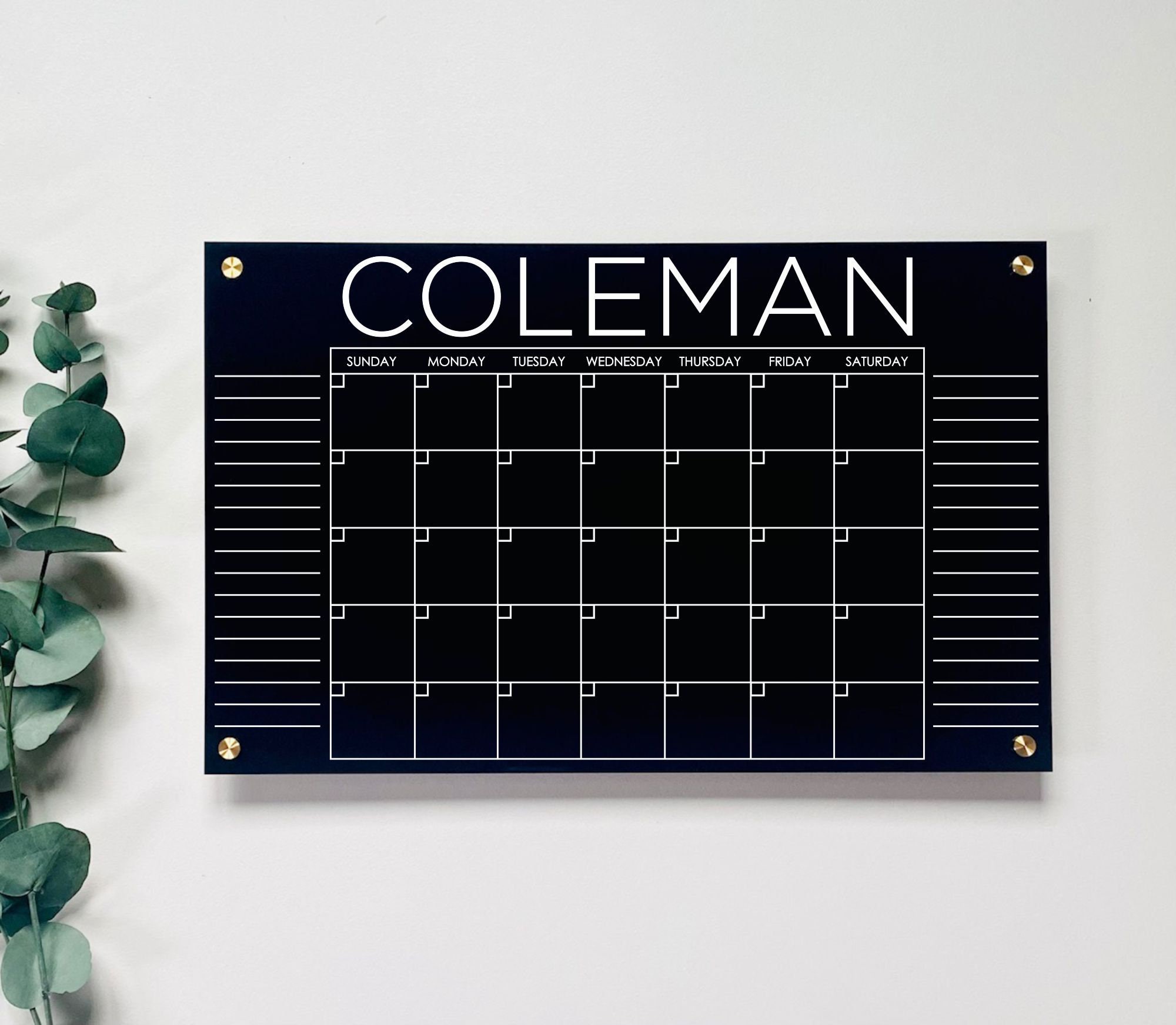 Personalized Black Acrylic Calendar For Wall dry erase Etsy