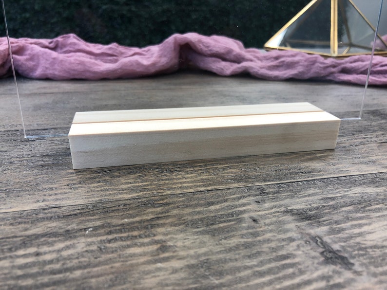 Wood Table Sign Holders 6 wide Stands Bases Acrylic Etsy