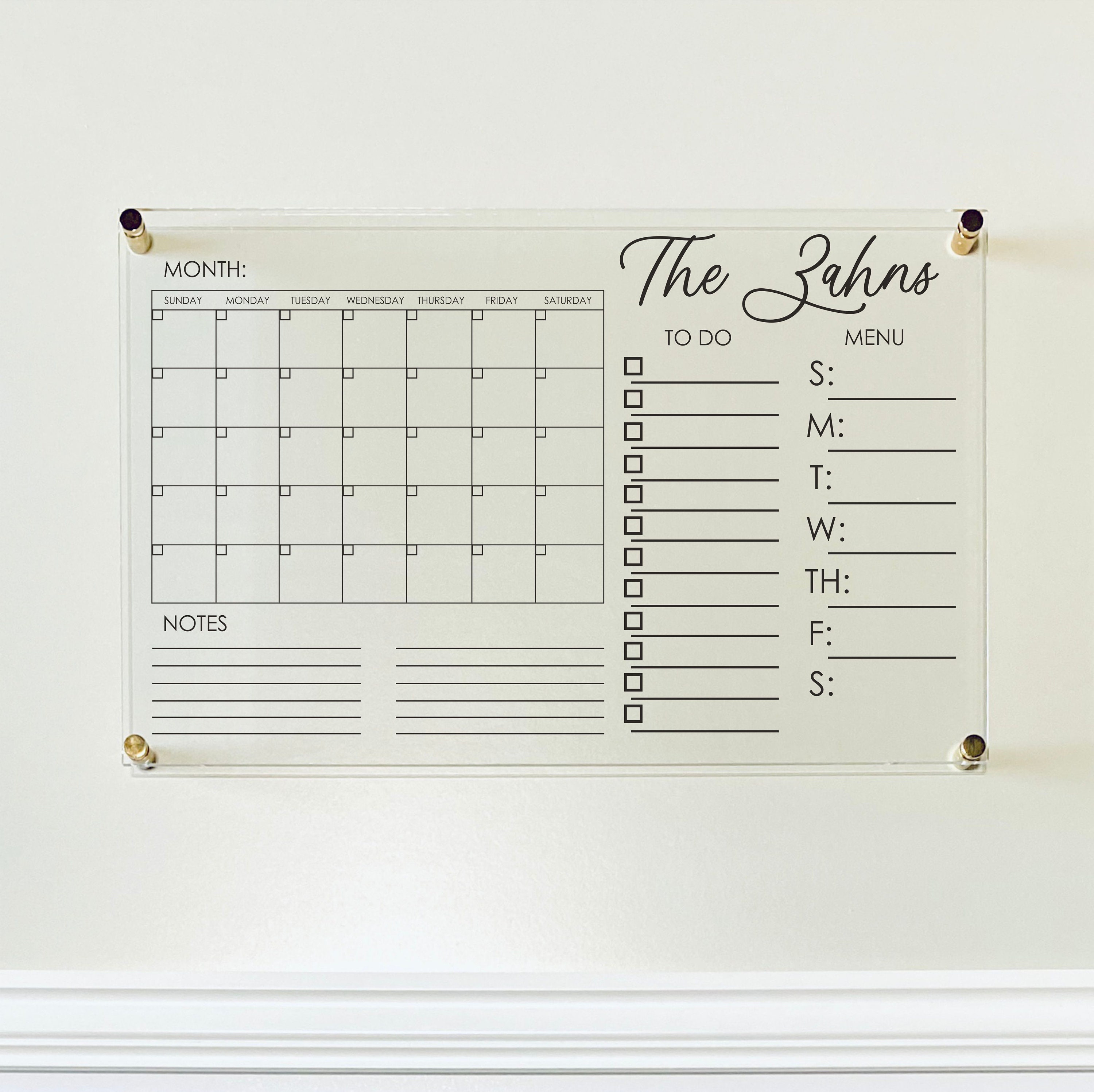 Personalized Acrylic Calendar for Wall Ll Dry Erase Board Lucite Clear Acrylic  Calendar Office Decor Housewarming 03-007-001 