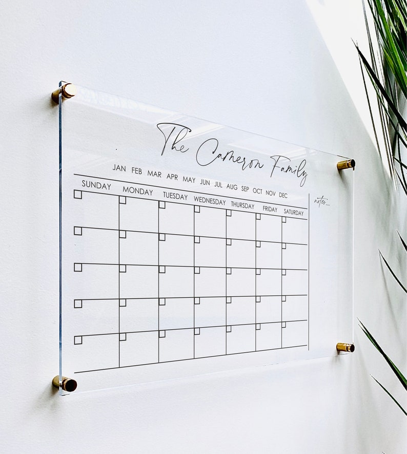 Personalized Acrylic Calendar for Wall Ll Dry Erase Board Etsy