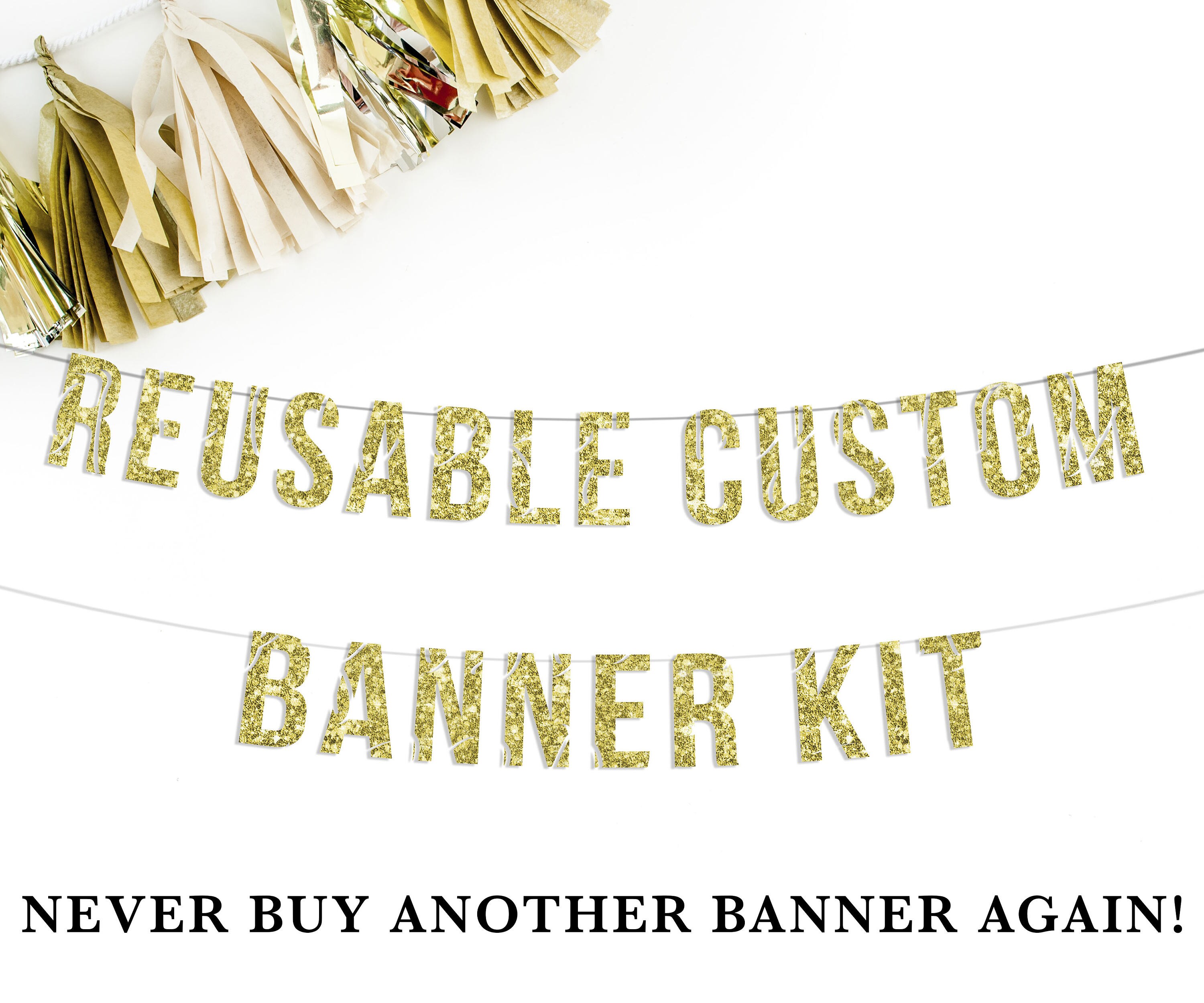 Custom Party Banner Kit in Gold personalized custom banner Etsy