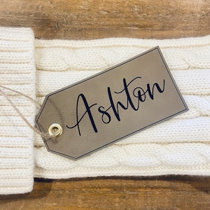 Stocking Name Tag || Faux Leather Gift Tag Gift Box Label Custom Name Place Setting Tag Christmas Personalized Gift Wrap Bag Name Label