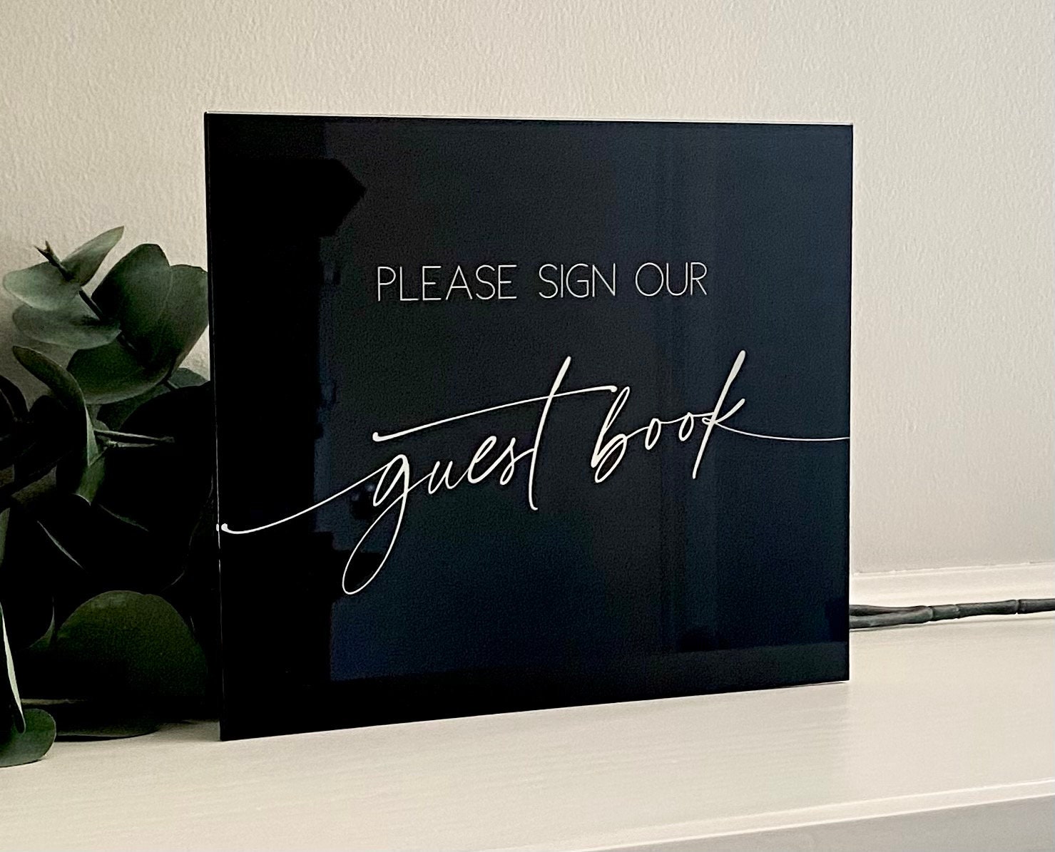 Custom Acrylic Guest Book Table Sign clear black white pink | Etsy