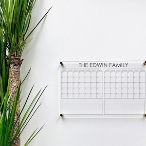 Personalized Acrylic Calendar For Wall ll dry erase board lucite clear acrylic calendar office decor housewarming 03-007-043 image 3