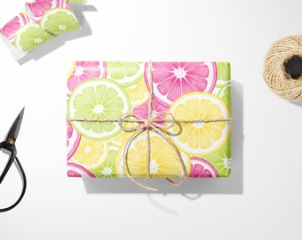 Citrus Fruit Wrapping Paper || Christmas Wrapping Paper Birthday Bridal Baby Shower Wedding Gift Unique For Her Him Girl Boy 03-016-687